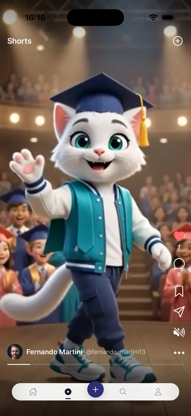 Vidéos courtes en plein écran dans l’application Formatura Social