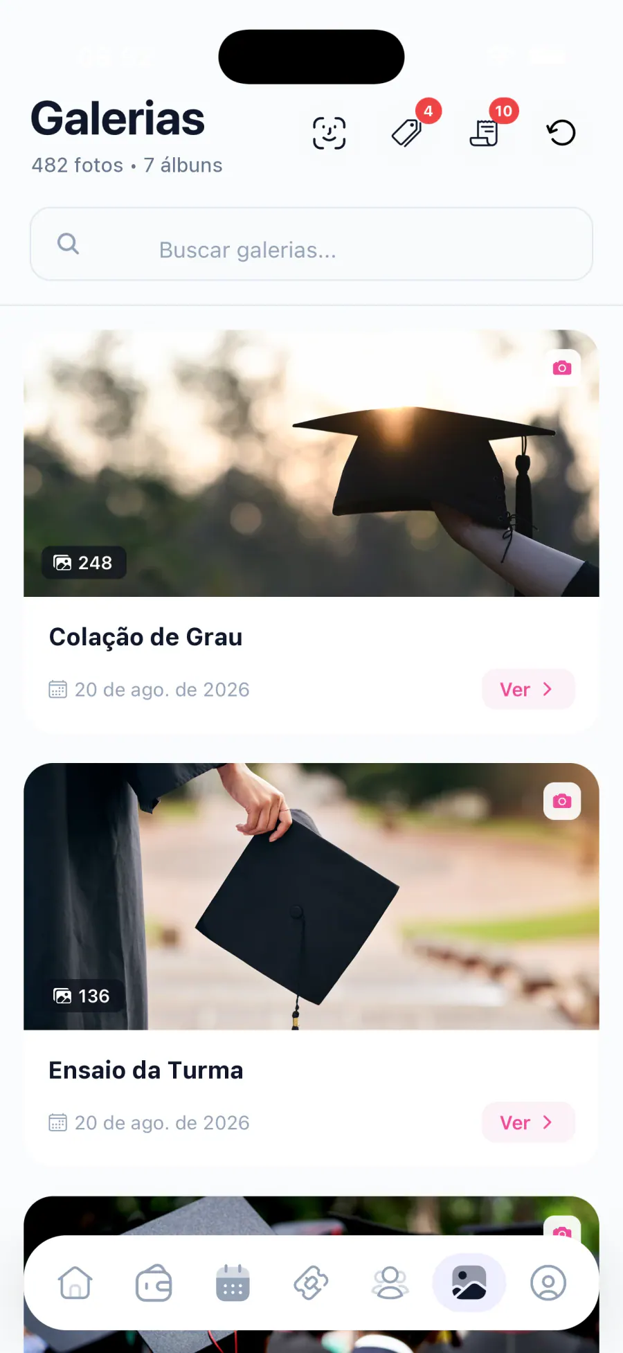 Galeria de fotos da formatura no app Partiu Formatura