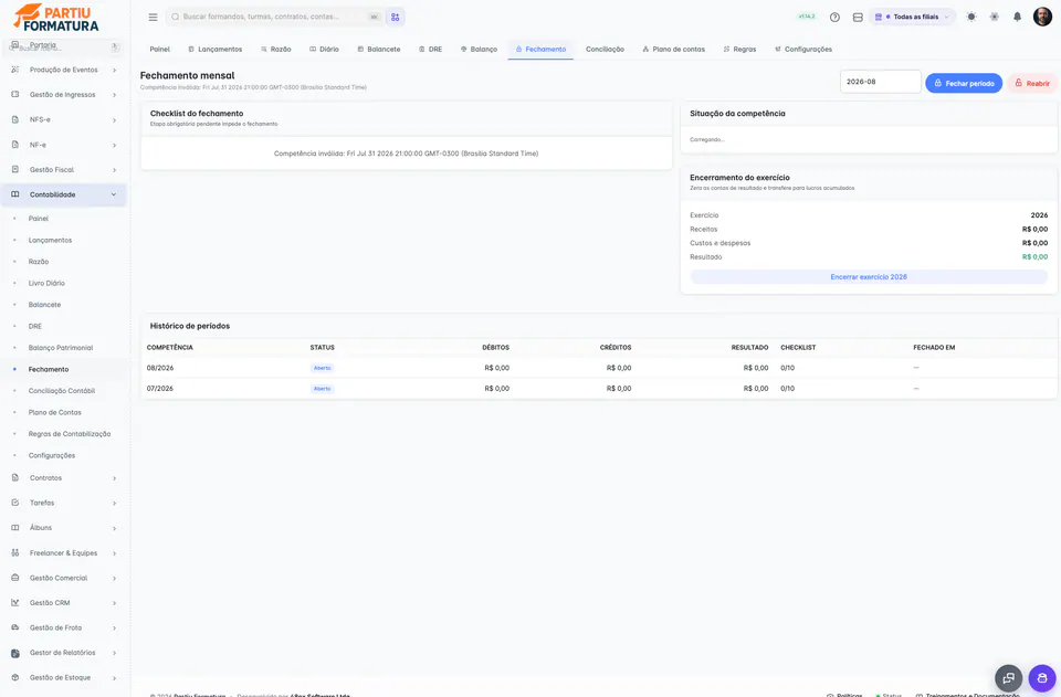 Cierre contable en Partiu Dash
