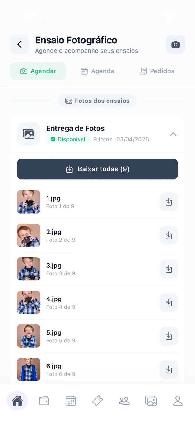 Entrega y descarga de la sesión de fotos