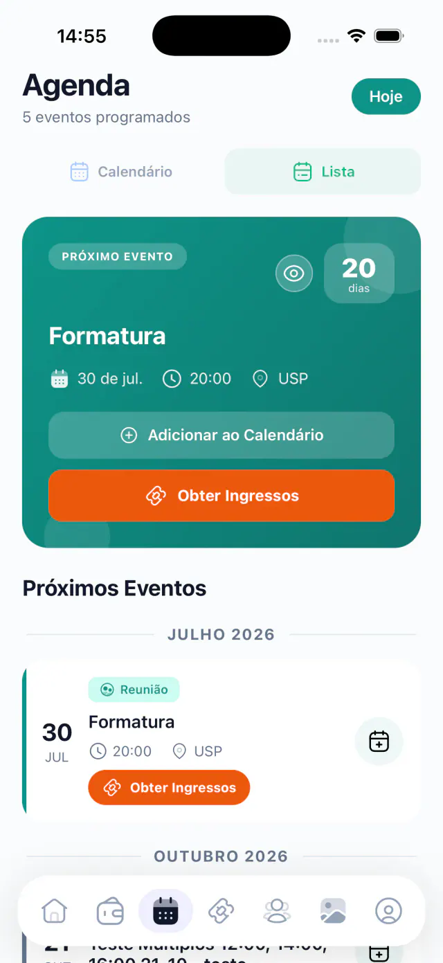 Agenda da formatura em calendário