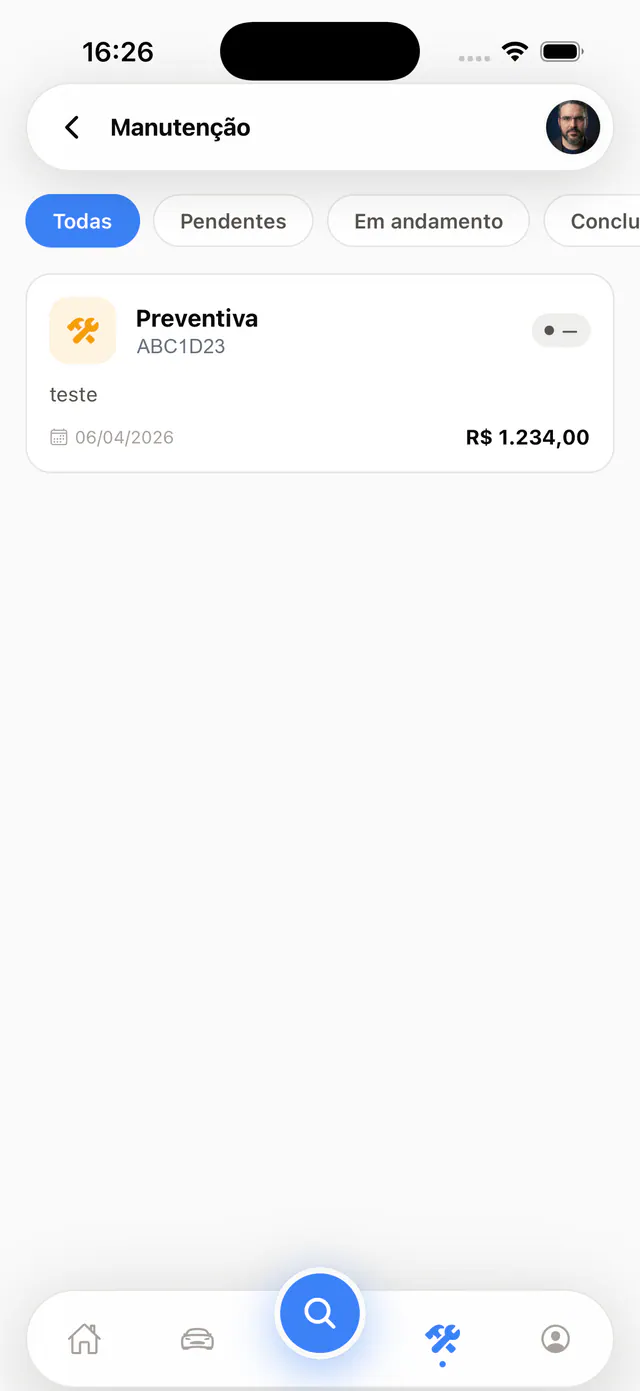 Liste des entretiens avec type, véhicule, date, coût et statut