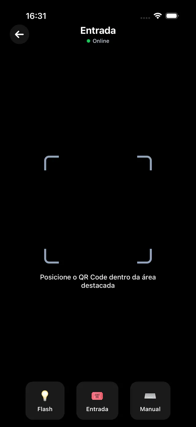 Lector de código QR de Partiu Validador leyendo una entrada en la puerta