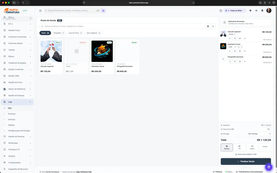 Punto de venta (TPV) en Partiu Dash