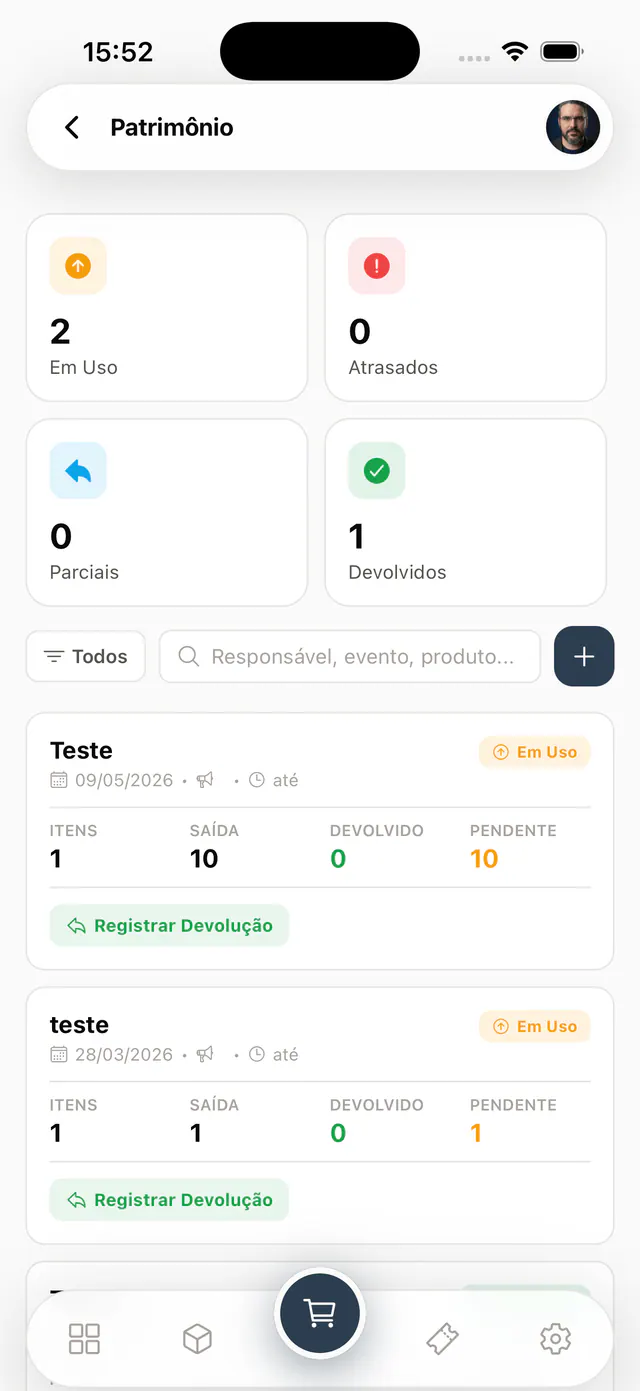 Tela do Estoque e PDV